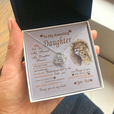 To My Daughter (From Dad) Love Knot Necklace, I'Ll Always Carry You In My Heart Message Card, Jewelry Pendant Gift For Daughter From Father, Meaningful Gift, Thoughtful Gifts For Daughter